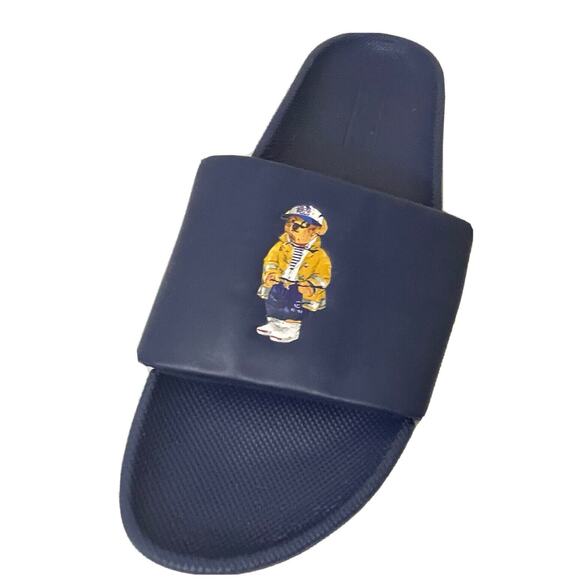 Polo Ralph Lauren Cayson Bear Pool Slide Men\'s Size 11 / 11.5 Navy Blue Sandals main image 8